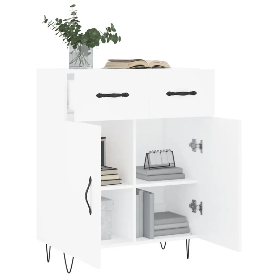 Buffet blanc 69,5x34x90 cm bois d'ingénierie - 4
