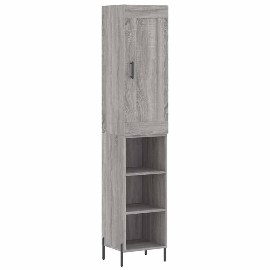 Buffet haut Sonoma gris 34,5x34x180 cm Bois d'ingénierie - 2