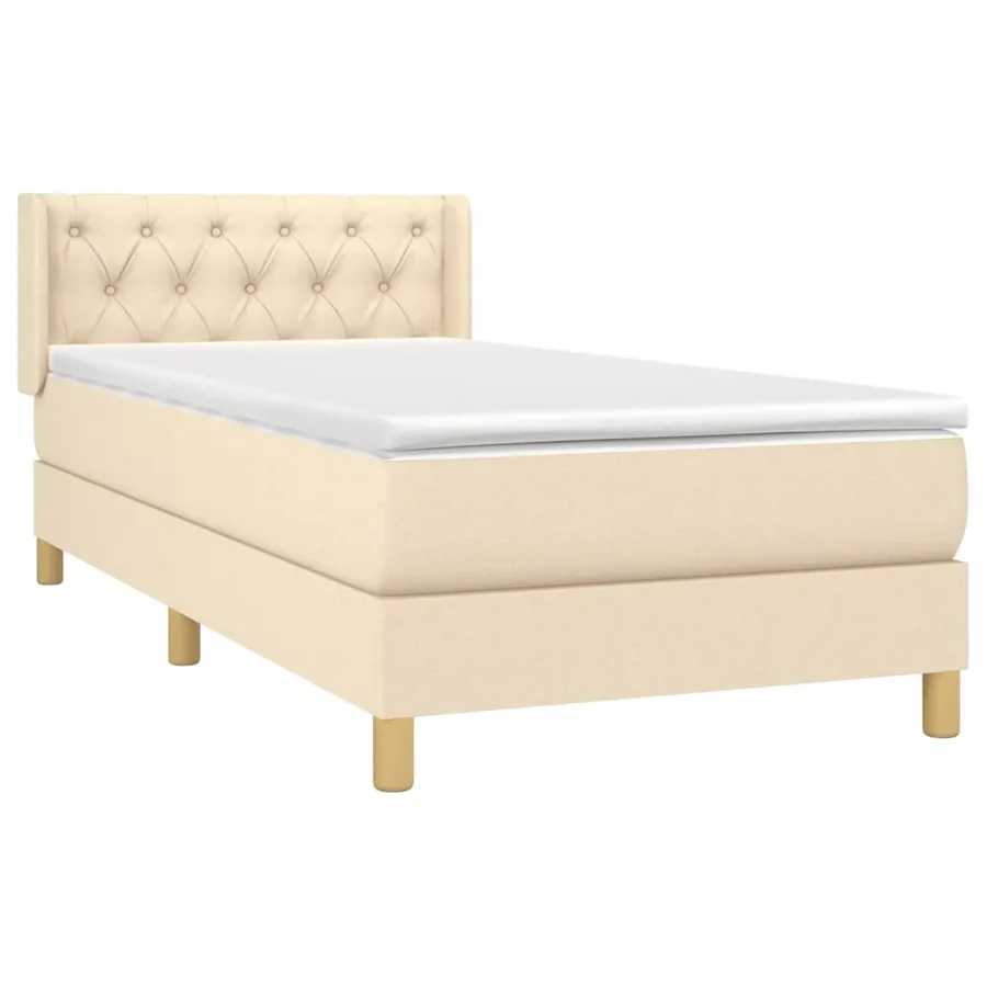 Sommier à lattes de lit avec matelas Crème 80x200 cm Tissu - 3