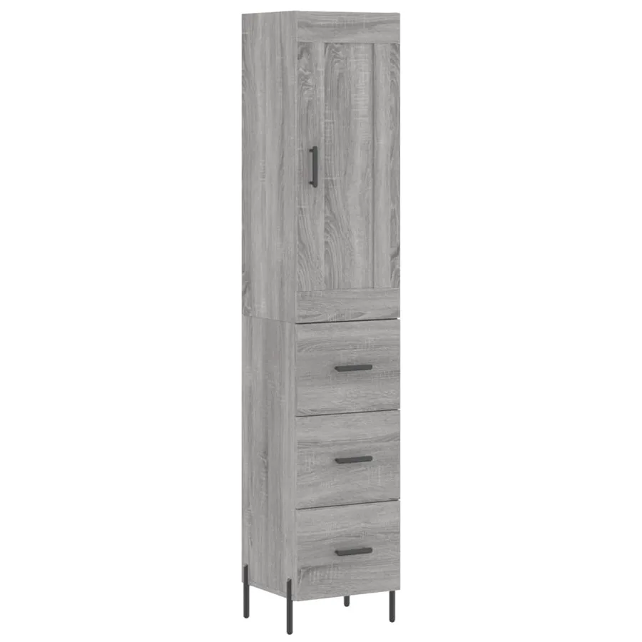 Buffet haut Sonoma gris 34,5x34x180 cm Bois d'ingénierie - 2