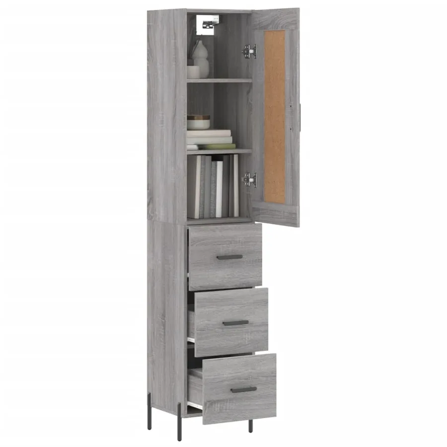 Buffet haut Sonoma gris 34,5x34x180 cm Bois d'ingénierie - 3