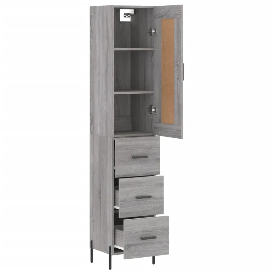 Buffet haut Sonoma gris 34,5x34x180 cm Bois d'ingénierie - 4