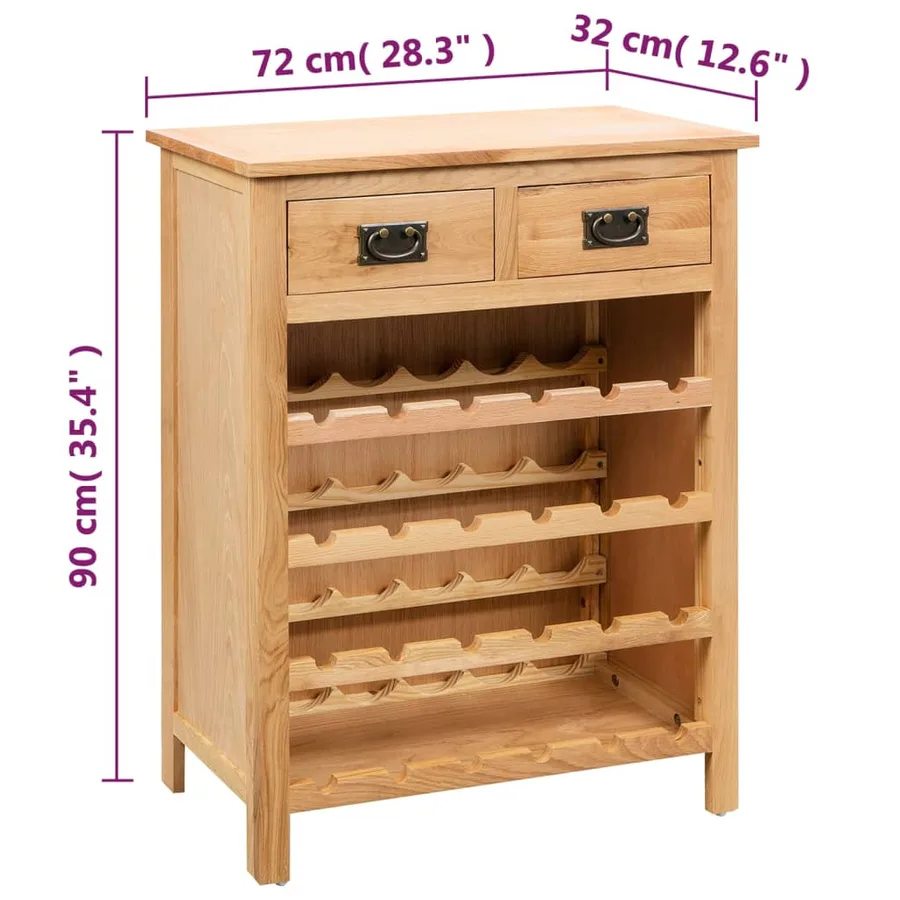 Casier à bouteilles 72 x 32 x 90 cm Bois de chêne massif - 6