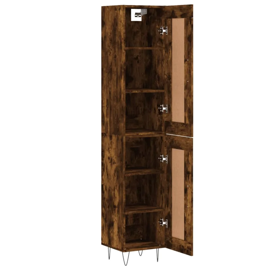 Buffet haut Chêne fumé 34,5x34x180 cm Bois d'ingénierie - 4