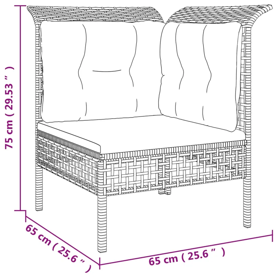 Salon de jardin 5 pcs avec coussins Gris Résine tressée - 9