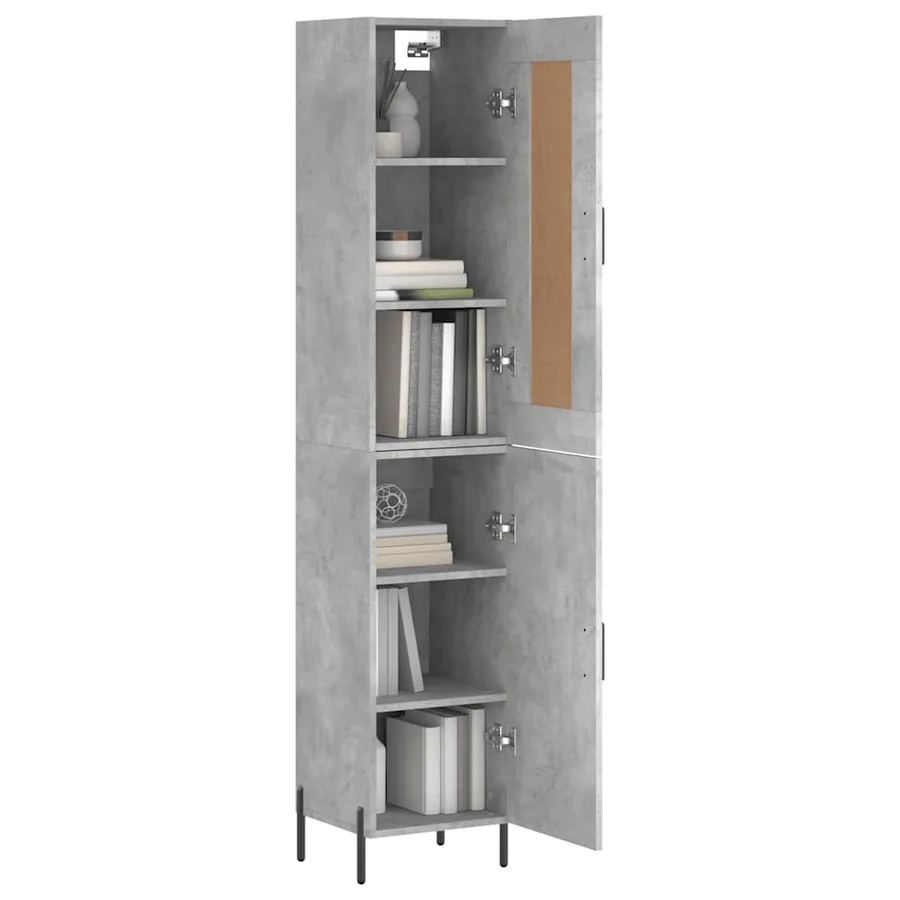 Buffet haut Gris béton 34,5x34x180 cm Bois d'ingénierie - 3