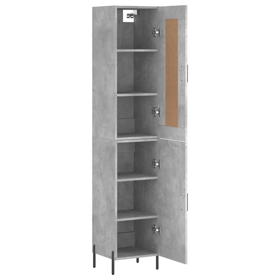 Buffet haut Gris béton 34,5x34x180 cm Bois d'ingénierie - 4