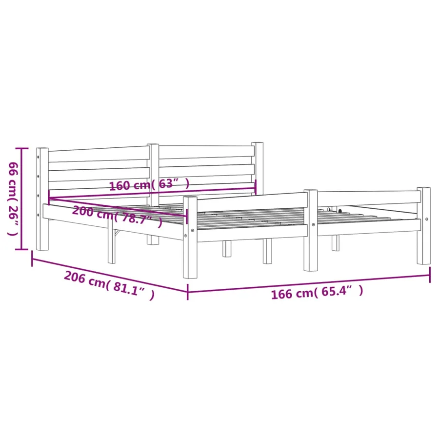 Cadre de lit sans matelas bois massif de pin 160x200 cm - 7
