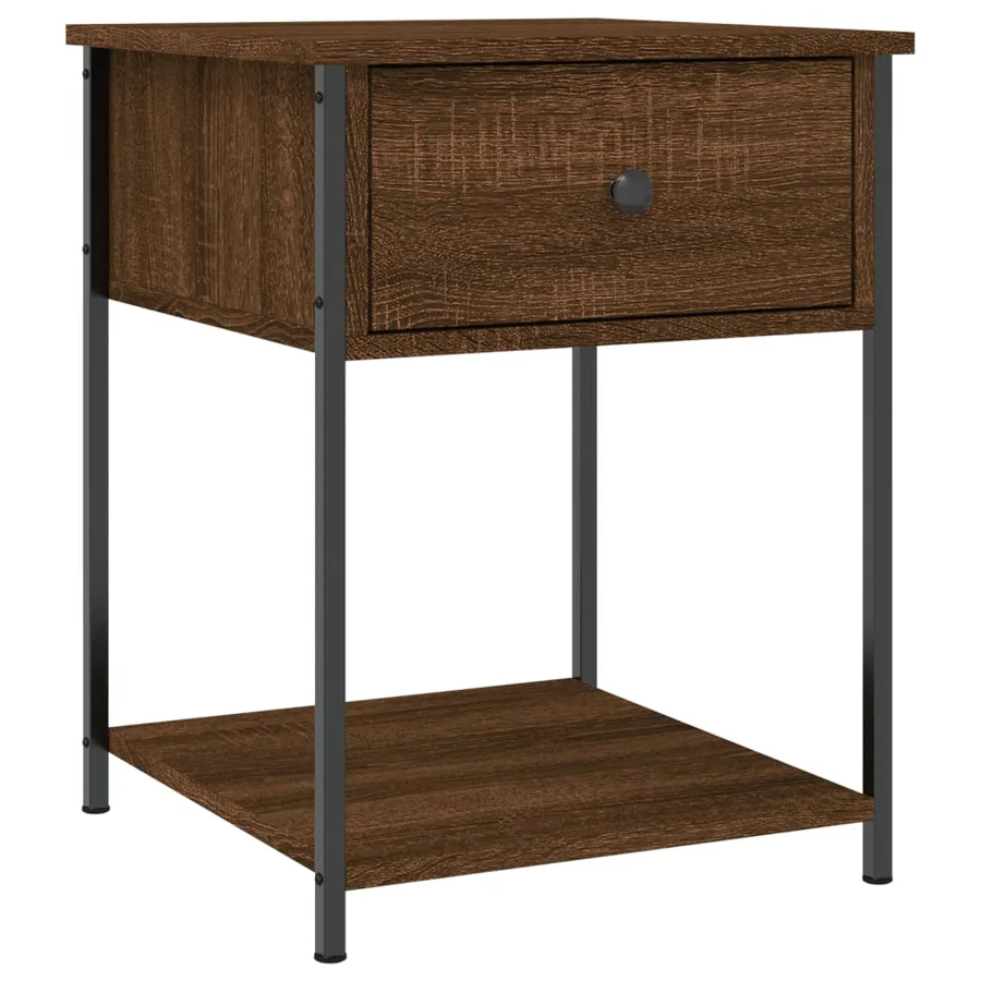 Table de chevet chêne marron 44x45x58 cm bois d'ingénierie - 2