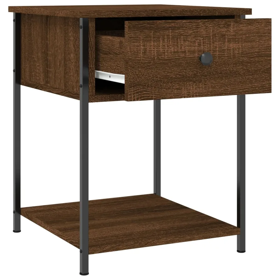 Table de chevet chêne marron 44x45x58 cm bois d'ingénierie - 5