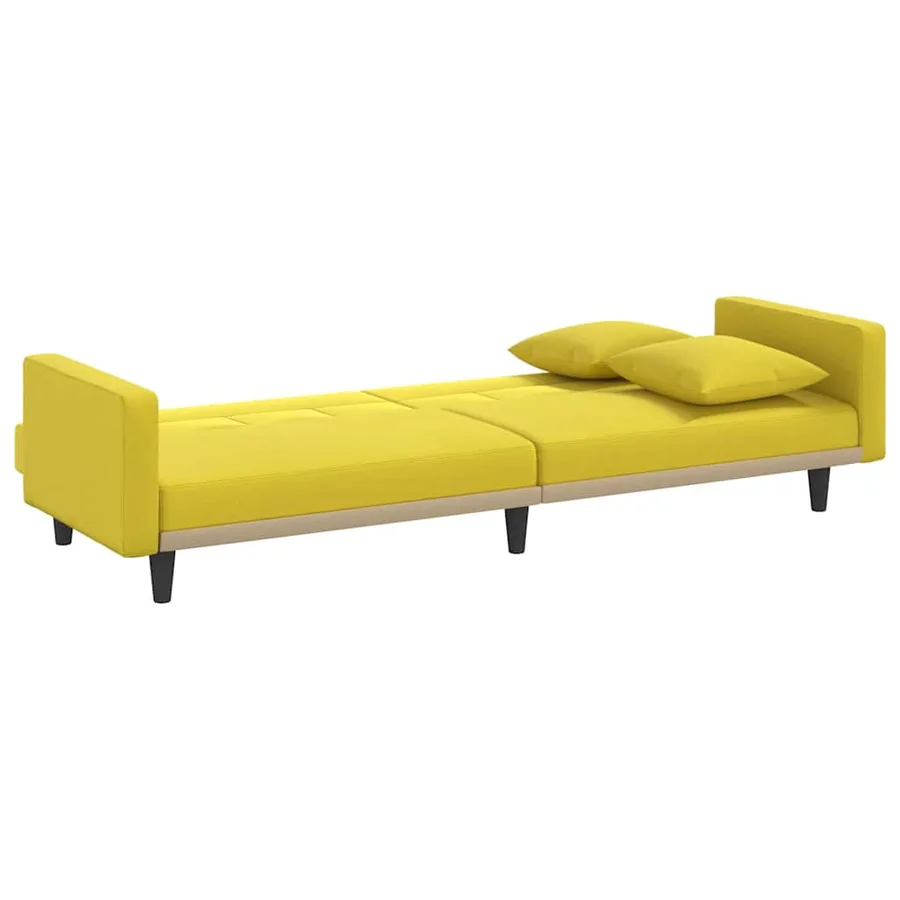 Canapé-lit avec coussins jaune clair tissu - 6