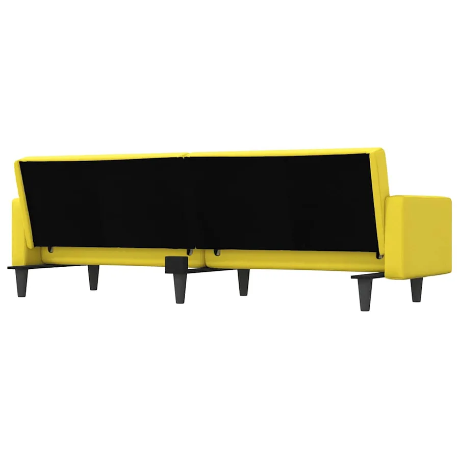 Canapé-lit avec coussins jaune clair tissu - 8