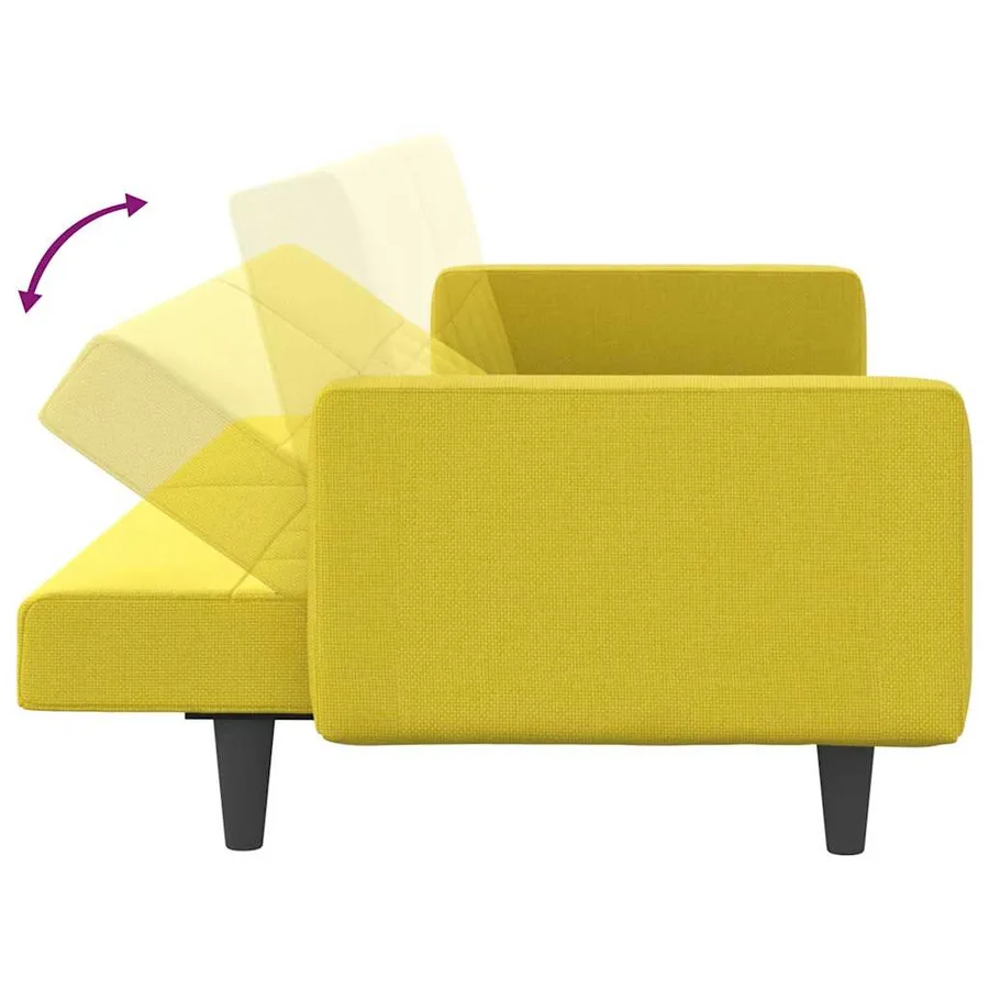 Canapé-lit avec coussins jaune clair tissu - 9