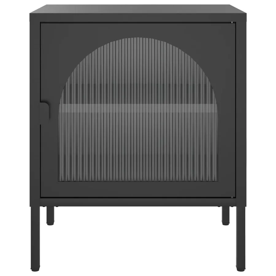 Table de chevet noir 50x35x60 cm verre et acier - 5