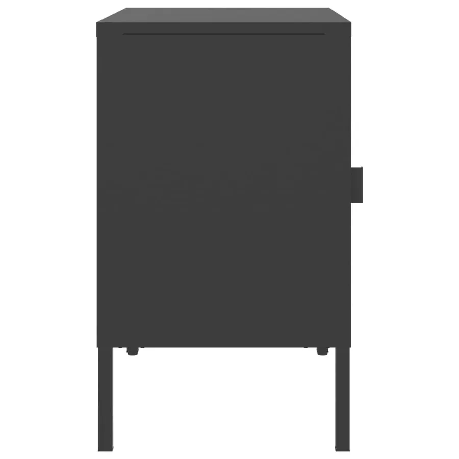 Table de chevet noir 50x35x60 cm verre et acier - 6