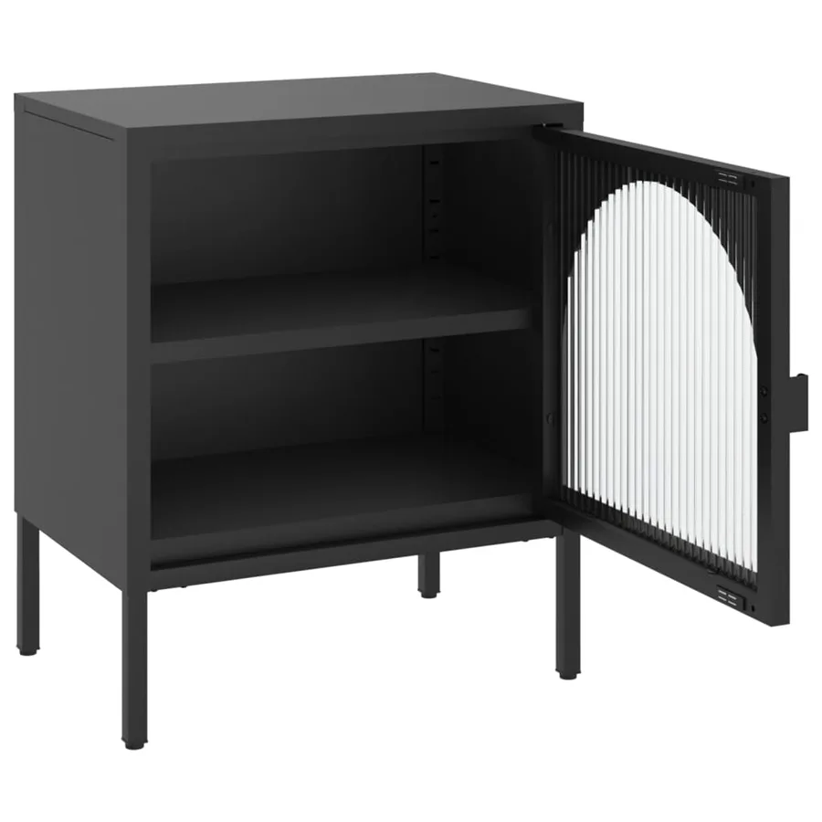 Table de chevet noir 50x35x60 cm verre et acier - 7