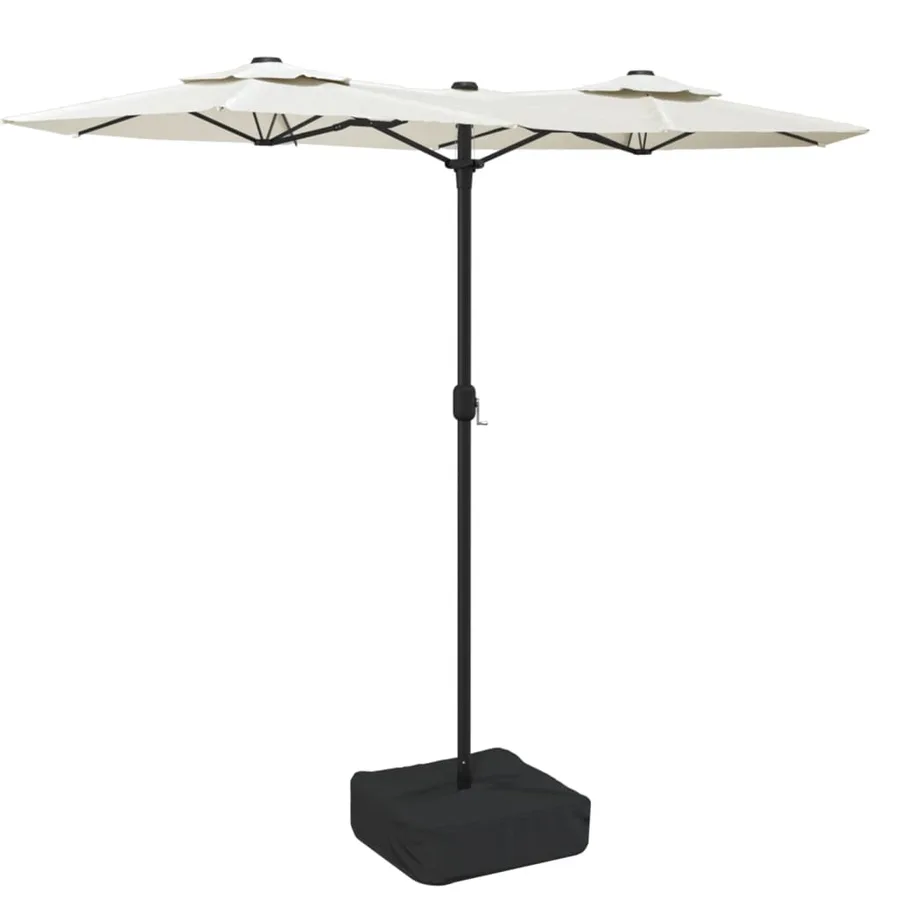 Parasol de jardin à double tête avec LED blanc sable 316x145 cm - 2