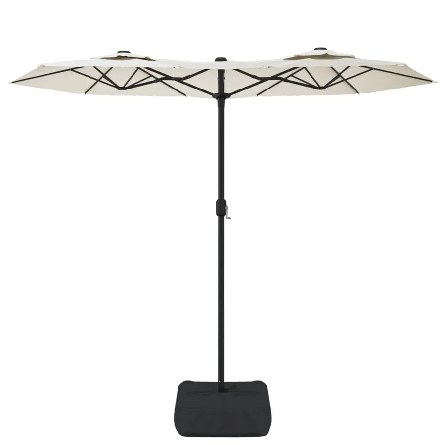 Parasol de jardin à double tête avec LED blanc sable 316x145 cm - 4