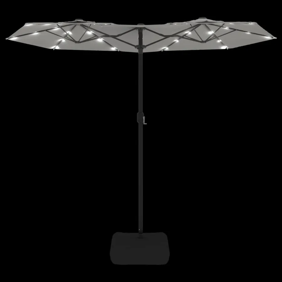 Parasol de jardin à double tête avec LED blanc sable 316x145 cm - 6