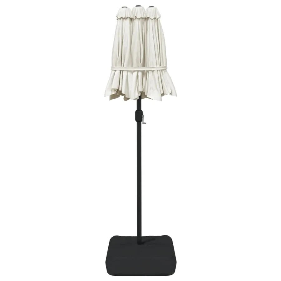 Parasol de jardin à double tête avec LED blanc sable 316x145 cm - 7