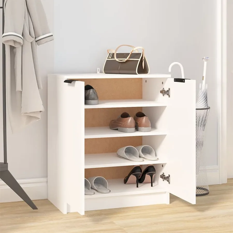 Armoire à chaussures Blanc 59x35x70 cm Bois d'ingénierie - 6