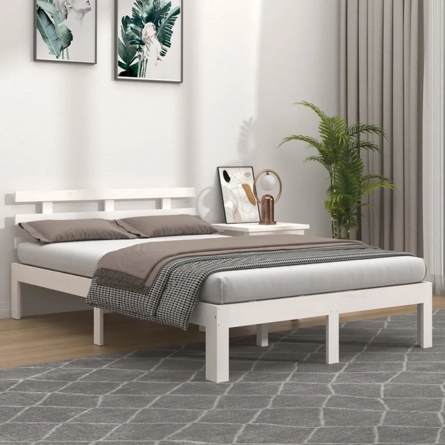 Cadre de lit sans matelas blanc 135x190 cm
