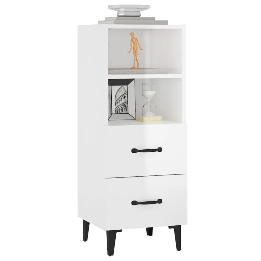 Buffet Blanc brillant 34,5x34x90 cm Bois d'ingénierie - 4