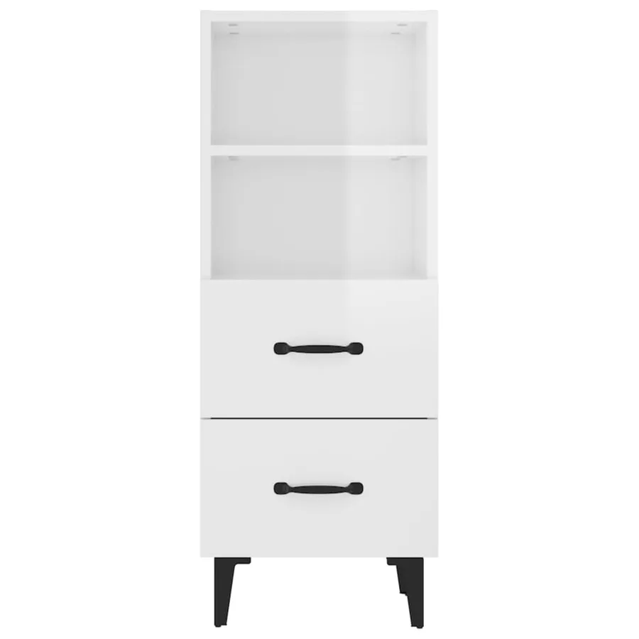 Buffet Blanc brillant 34,5x34x90 cm Bois d'ingénierie - 6