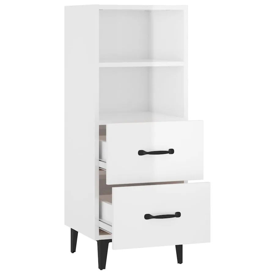 Buffet Blanc brillant 34,5x34x90 cm Bois d'ingénierie - 7