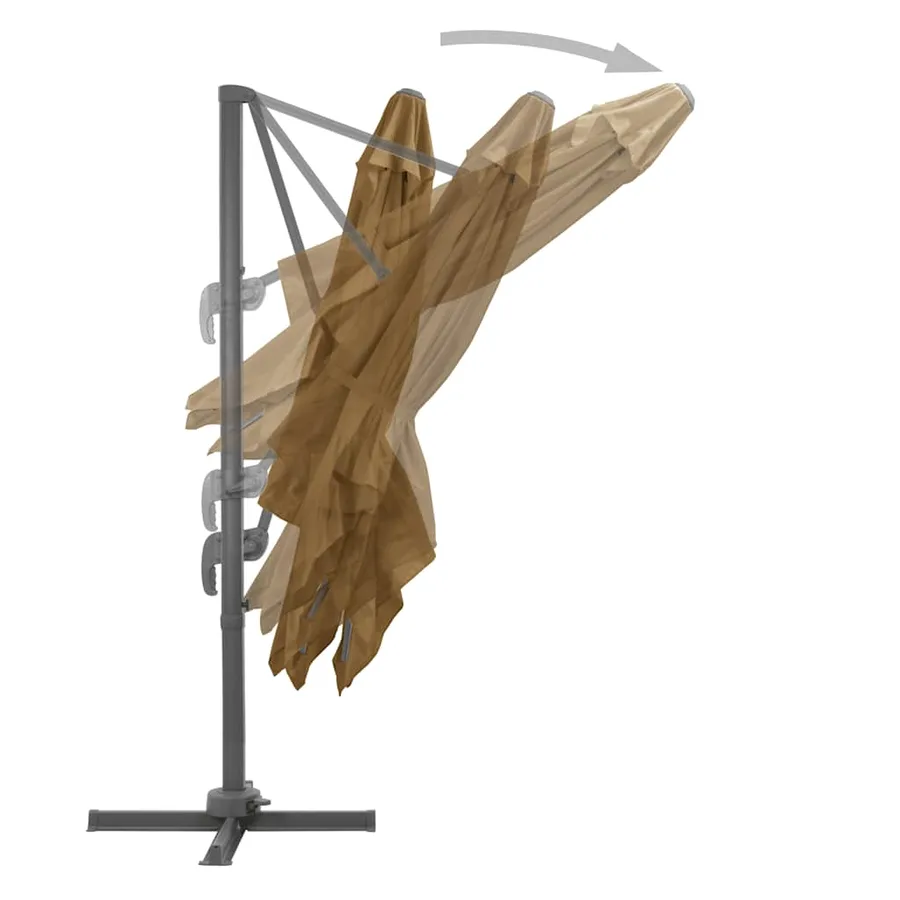 Parasol de jardin avec base portable taupe - 6