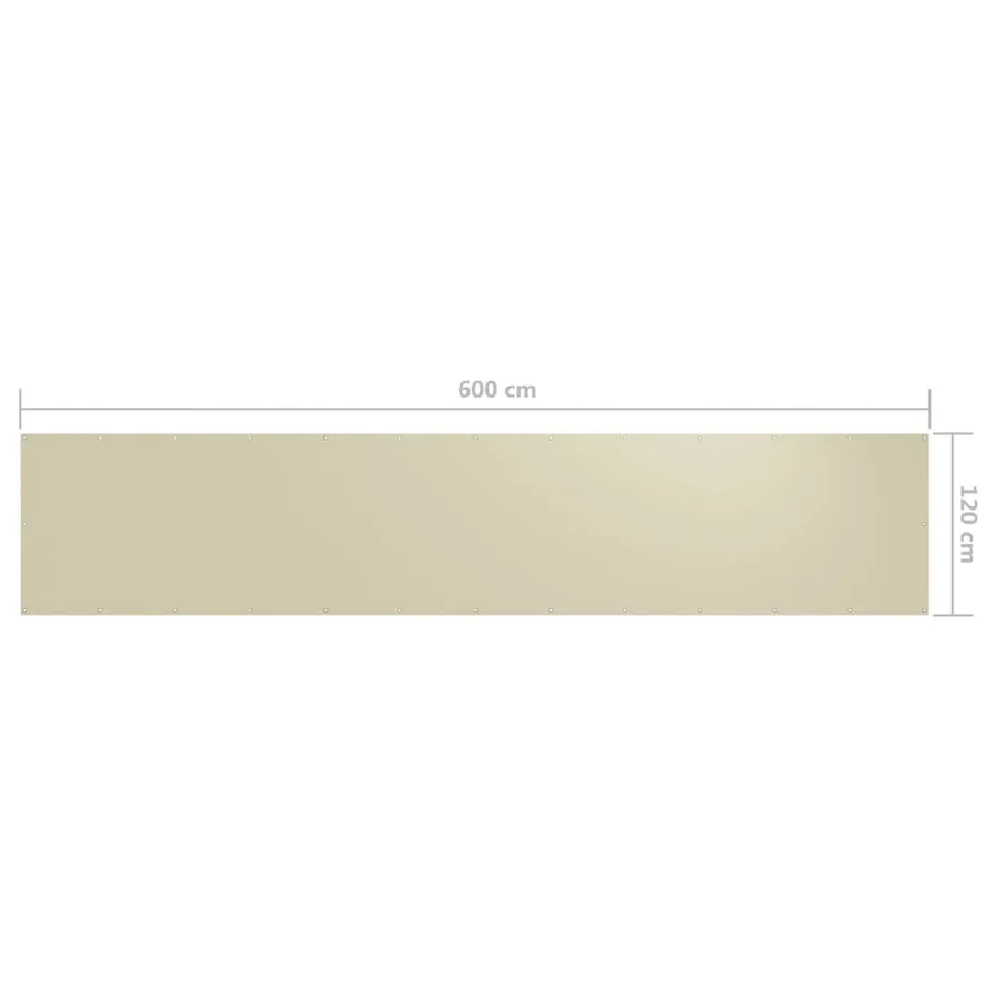 Écran de balcon Crème 120x600 cm Tissu Oxford - 5