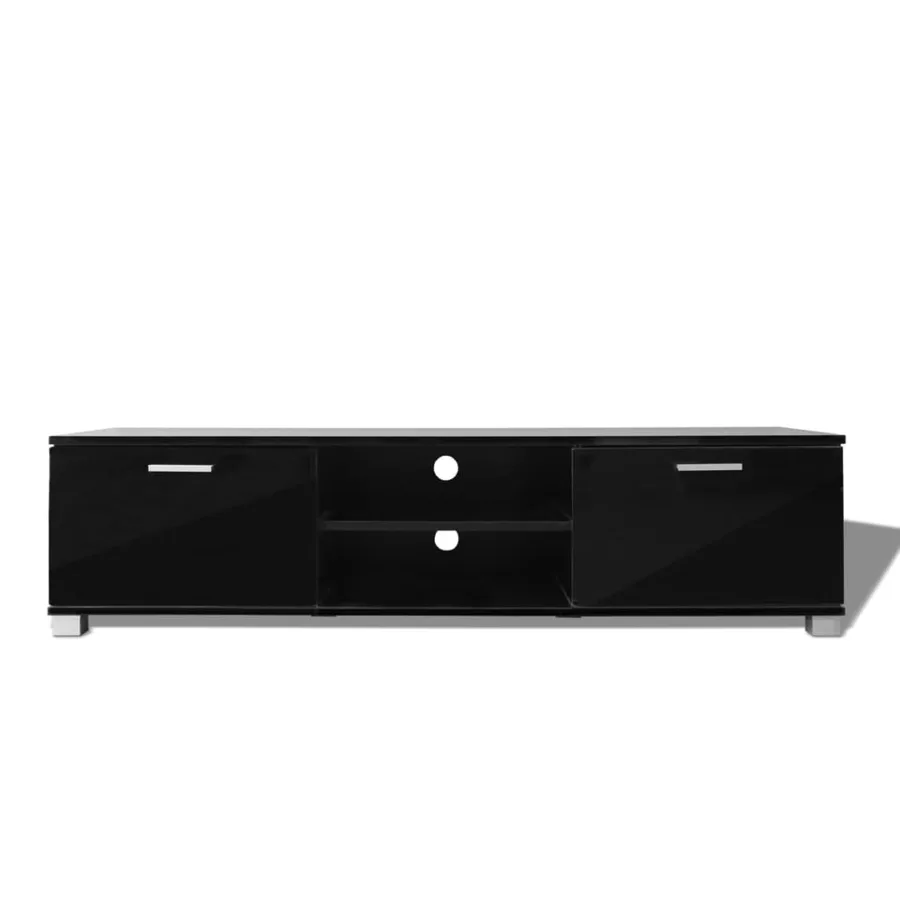 Meuble TV Noir brillant 140x40,5x35 cm - 3