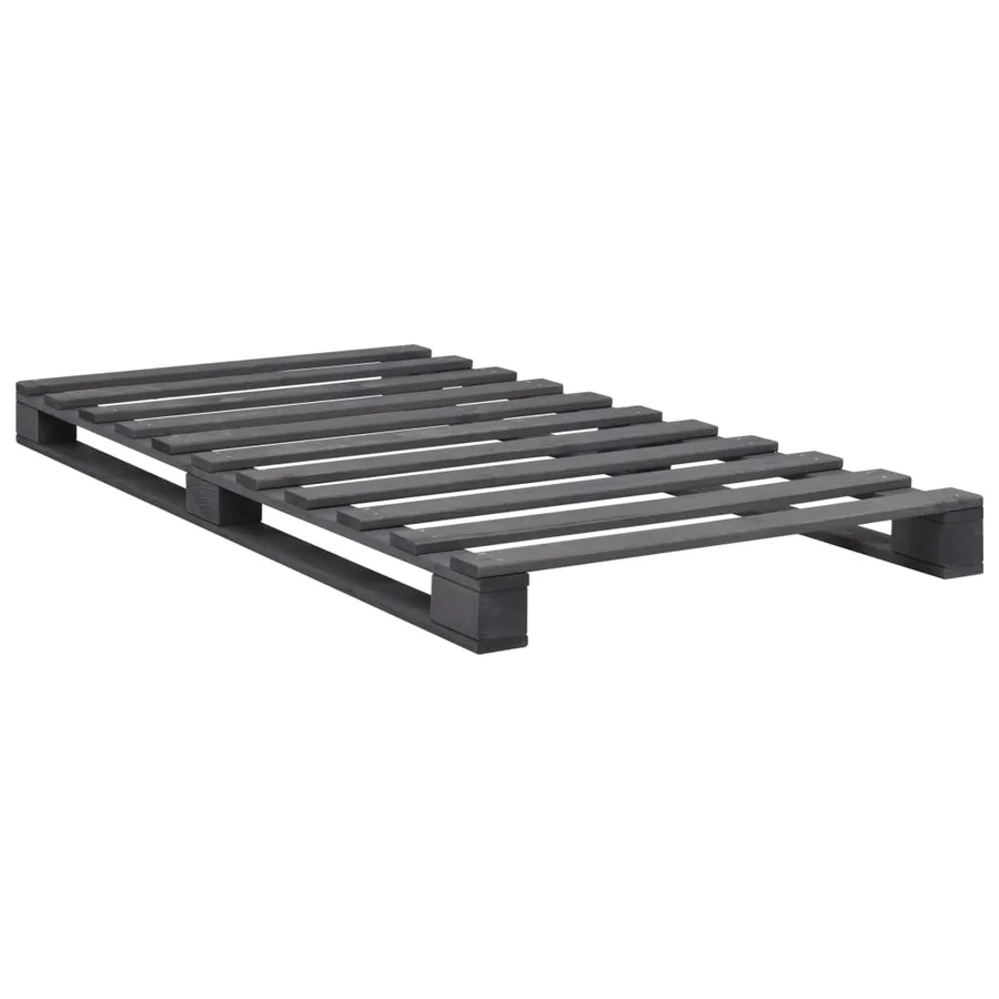Cadre de lit de palette Gris Bois de pin massif 90x200 cm - 2