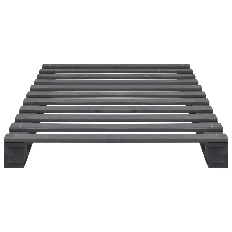 Cadre de lit de palette Gris Bois de pin massif 90x200 cm - 3