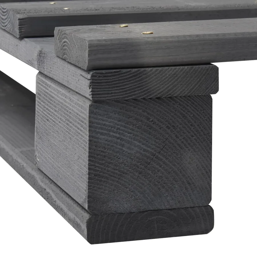 Cadre de lit de palette Gris Bois de pin massif 90x200 cm - 6