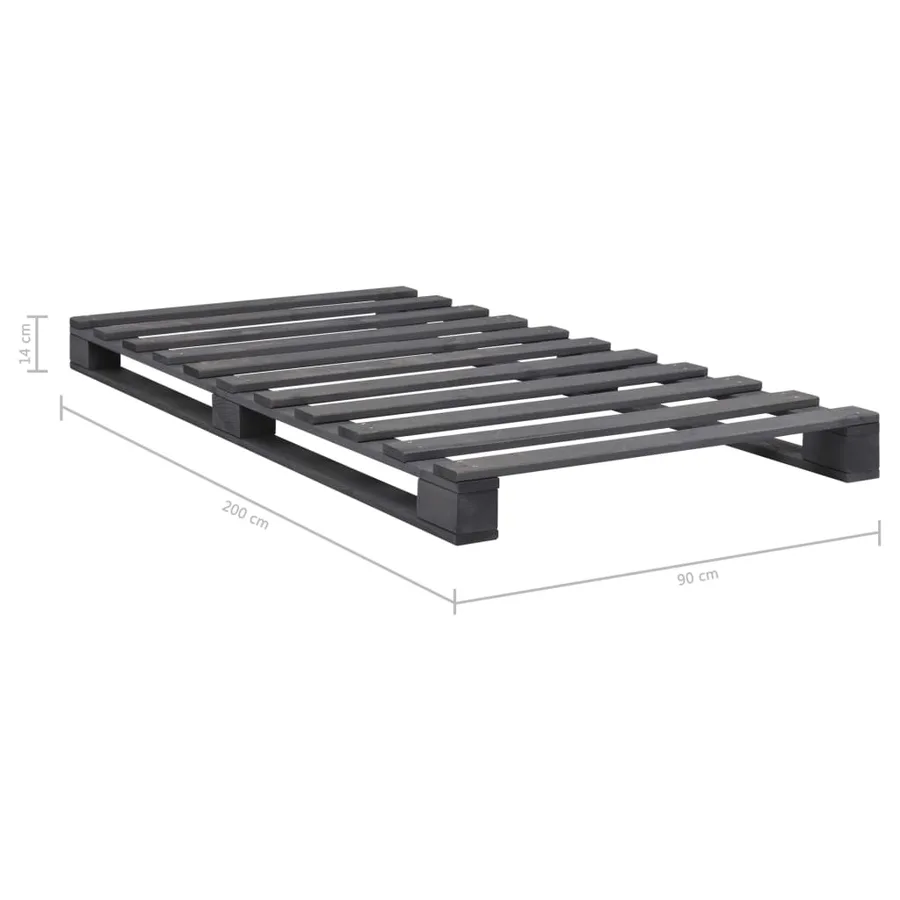 Cadre de lit de palette Gris Bois de pin massif 90x200 cm - 7