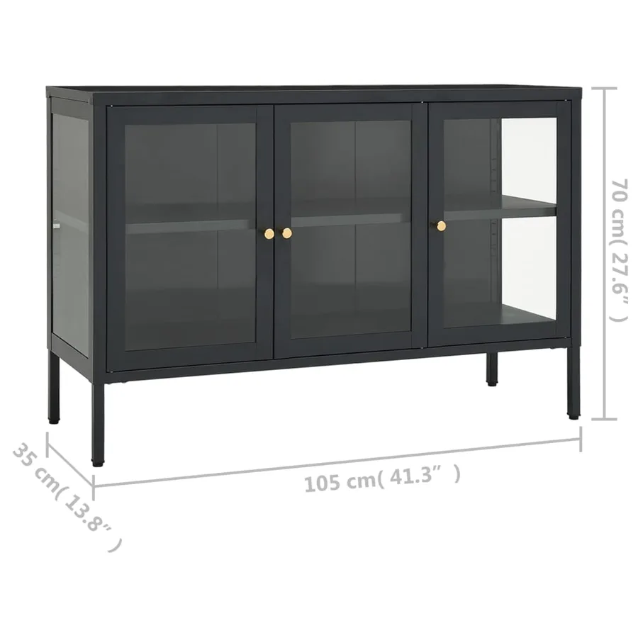 Buffet Anthracite 105x35x70 cm Acier et verre - 10