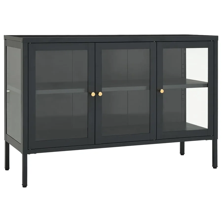 Buffet Anthracite 105x35x70 cm Acier et verre - 2