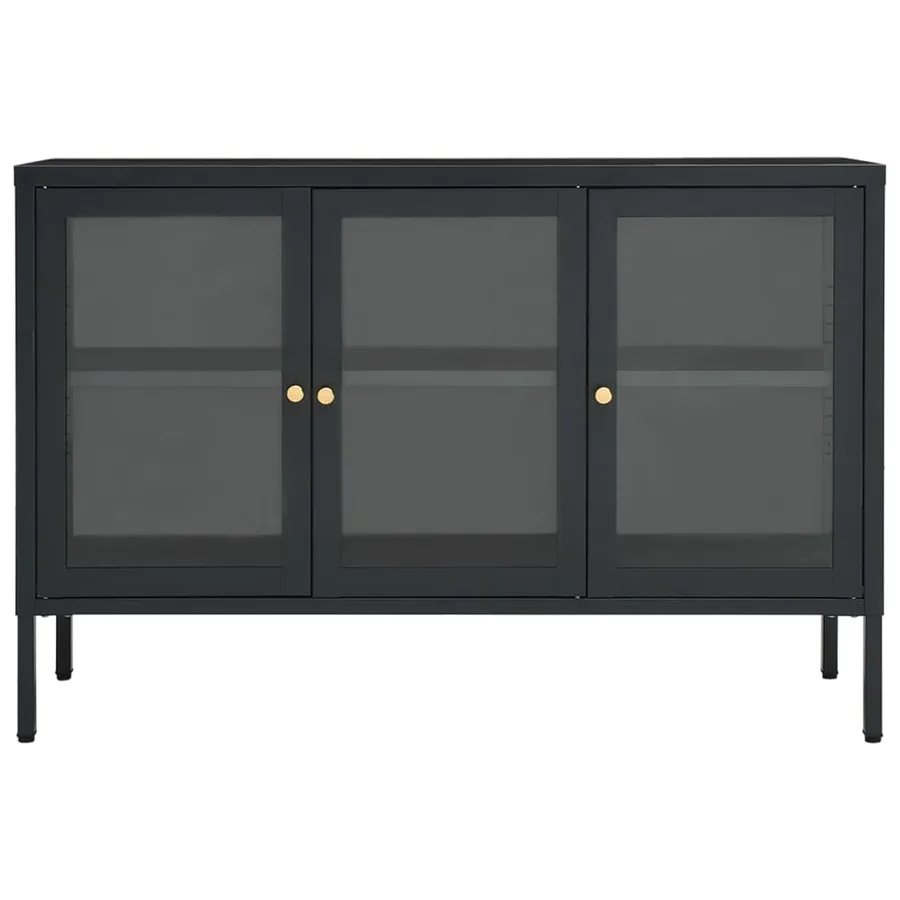 Buffet Anthracite 105x35x70 cm Acier et verre - 3