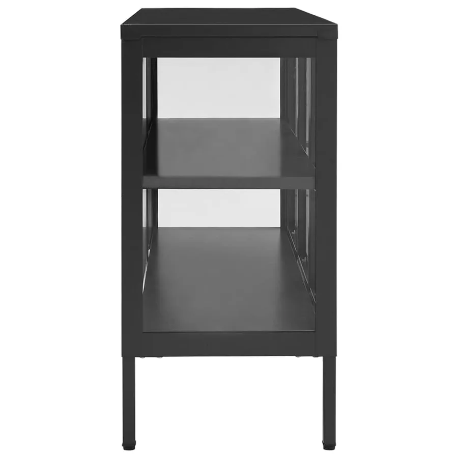 Buffet Anthracite 105x35x70 cm Acier et verre - 4