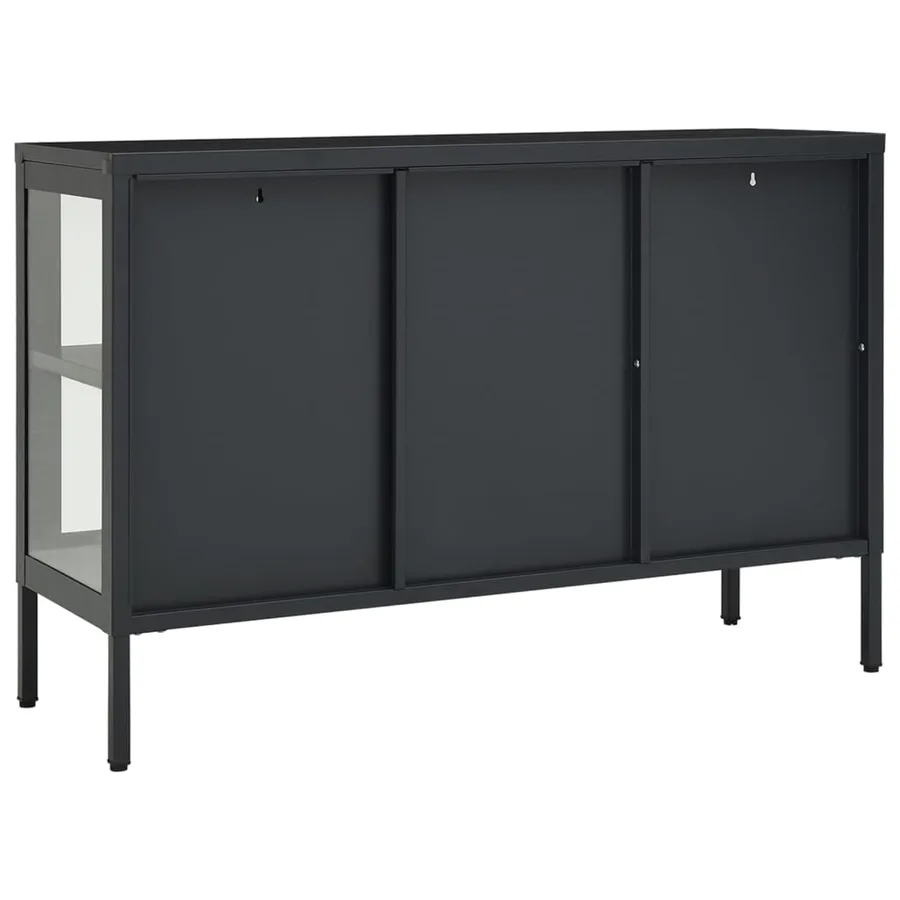 Buffet Anthracite 105x35x70 cm Acier et verre - 5