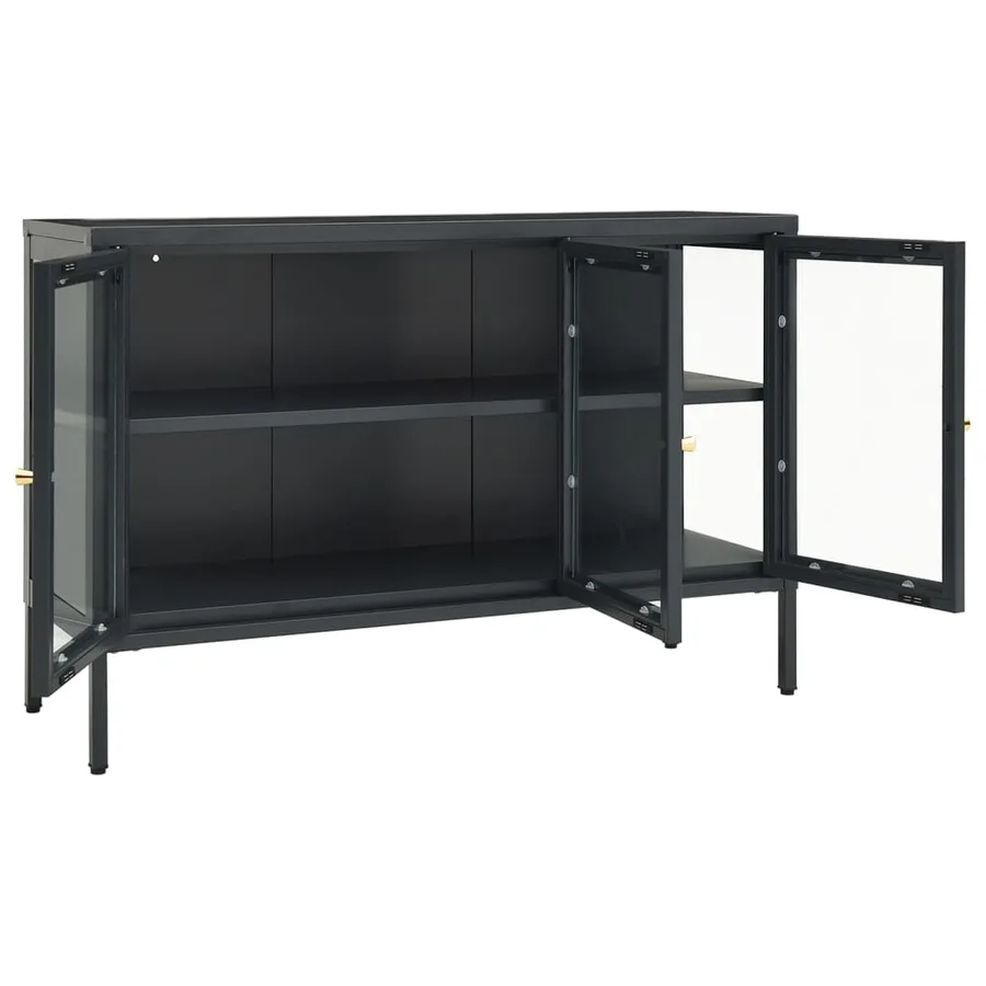 Buffet Anthracite 105x35x70 cm Acier et verre - 6