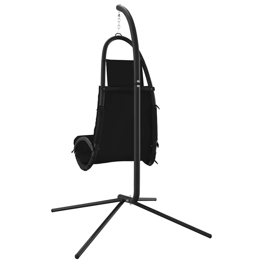 Chaise balançoire de jardin et coussin noir tissu Oxford/acier - 5