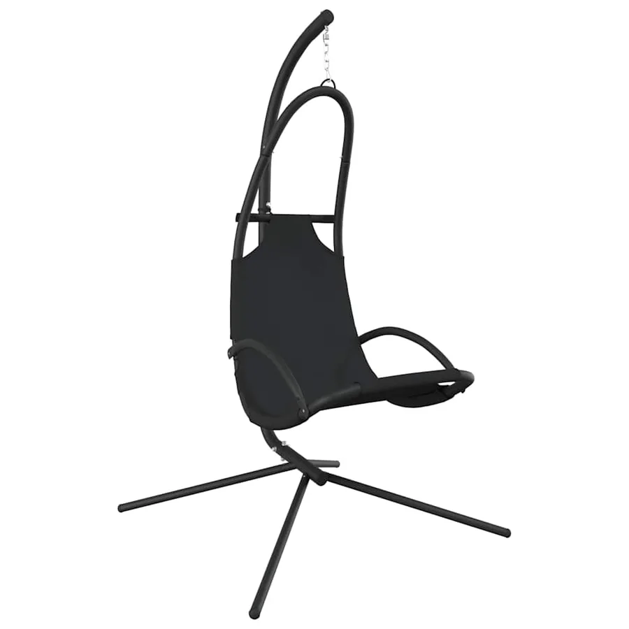 Chaise balançoire de jardin et coussin noir tissu Oxford/acier - 6