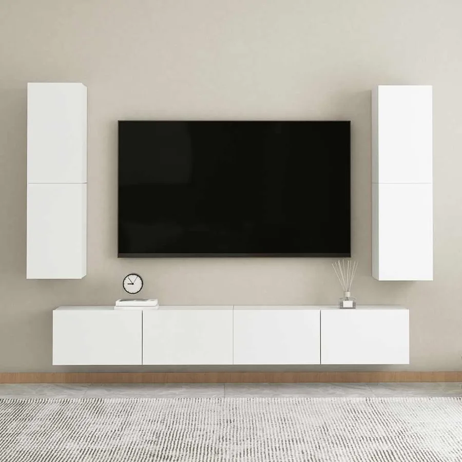Meuble TV Blanc 30,5x30x110 cm Bois d’ingénierie - 10