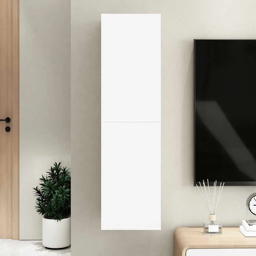 Meuble TV Blanc 30,5x30x110 cm Bois d’ingénierie - 9