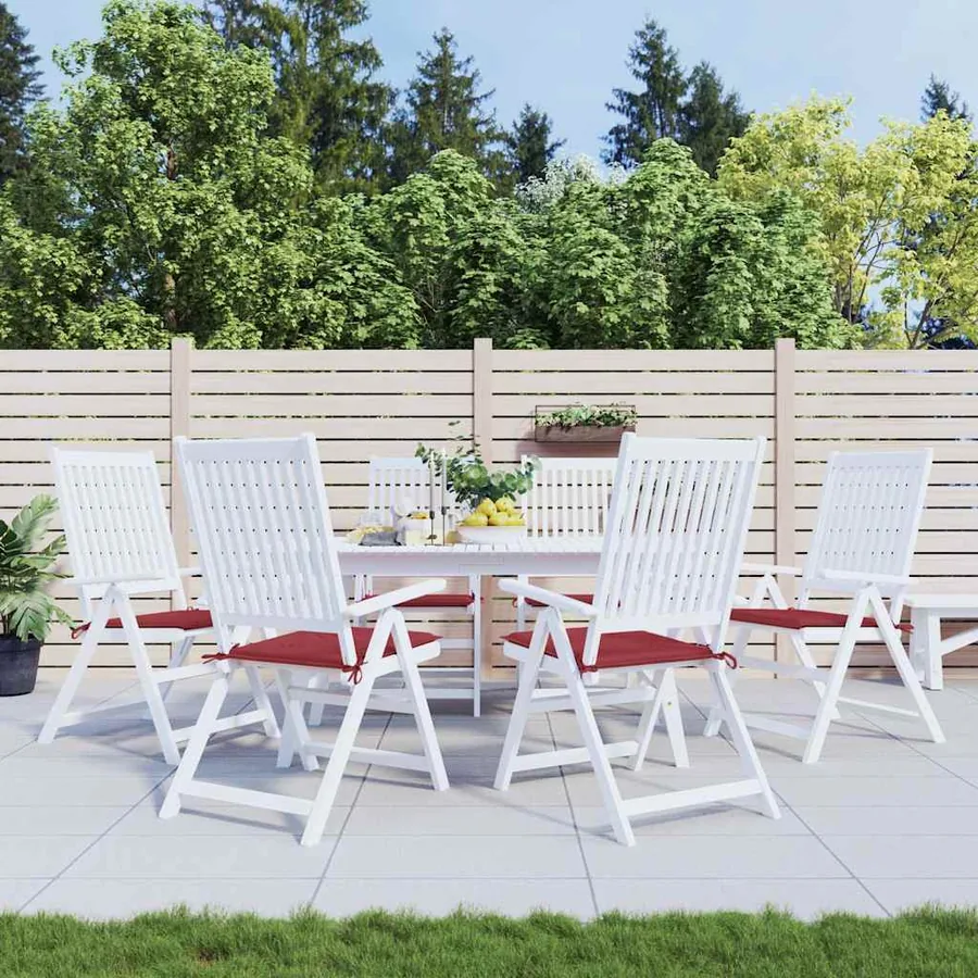 Coussins de chaise de jardin lot de 6 rouge bordeaux 40x40x4 cm