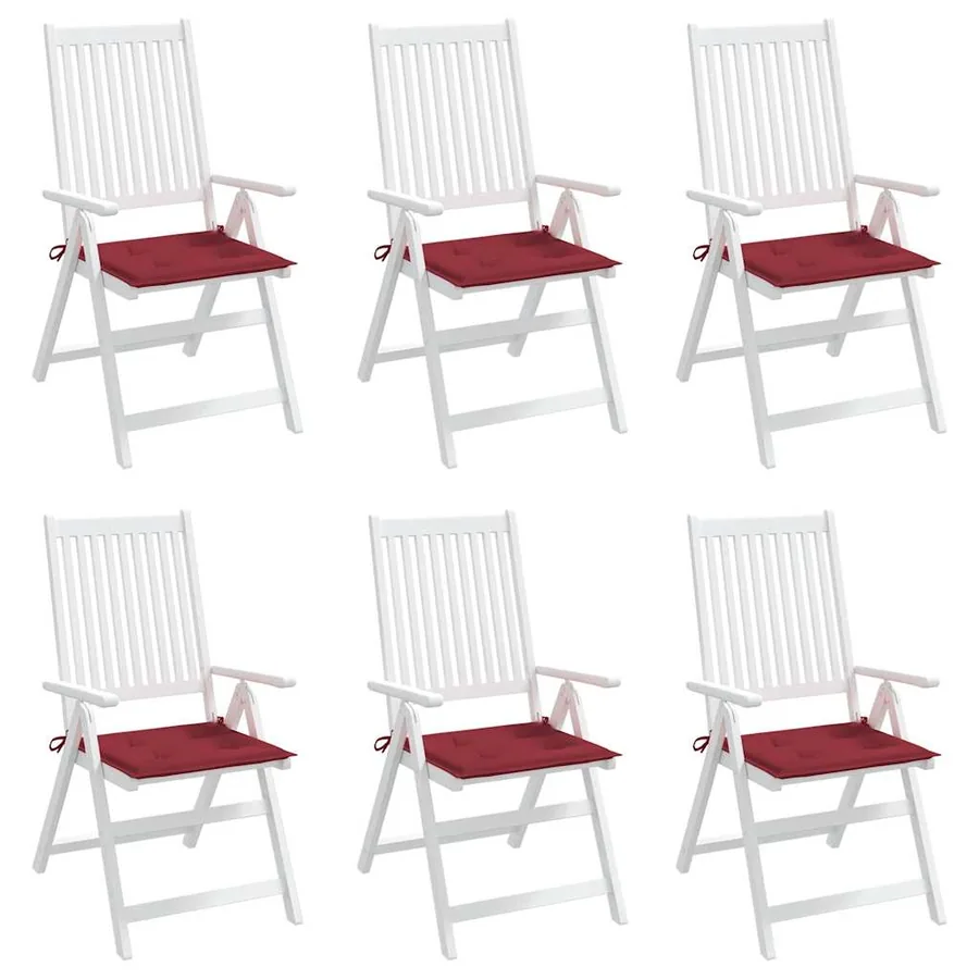 Coussins de chaise de jardin lot de 6 rouge bordeaux 40x40x4 cm - 7