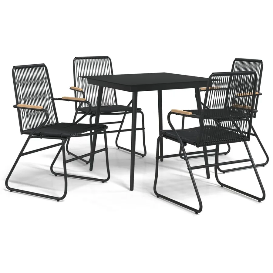 Ensemble à manger de jardin 5 pcs Noir Rotin PVC - 2