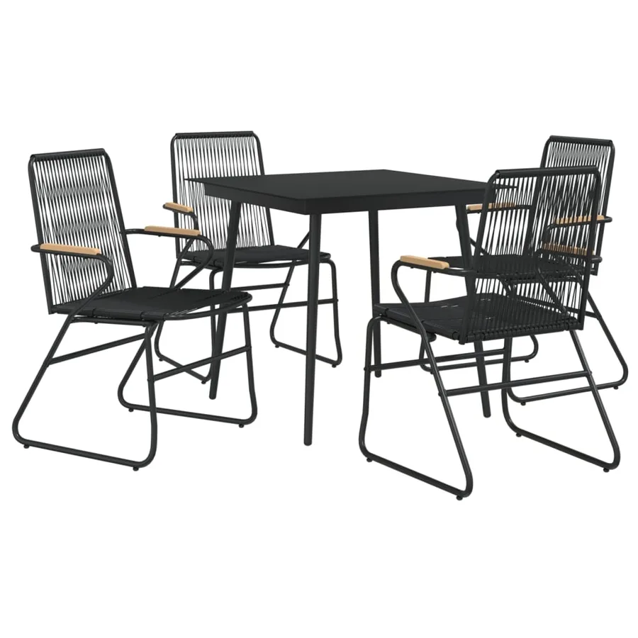 Ensemble à manger de jardin 5 pcs Noir Rotin PVC - 3